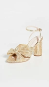 LOEFFLER RANDALL CAMELLIA GOLD PLEATED BOW HEEL WITH ANKLE STRAP GOLD,LOEFF41523