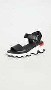 Sorel Kinetic Platform Wedge Sandals In Black