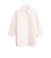 TIBI Garment Dyed Twill Oversized Cocoon Shirt in White