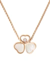 CHOPARD WOMEN'S HAPPY HEARTS 18K ROSE GOLD, DIAMOND & MOTHER-OF-PEARL 3-HEART PENDANT NECKLACE,400011662678