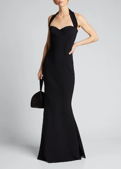 Chiara Boni La Petite Robe Halter-neck Sweetheart Gown In Black