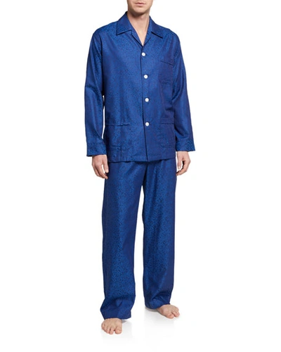 Derek Rose Men's Paris 17 Tonal Floral Pajama Set In Navy