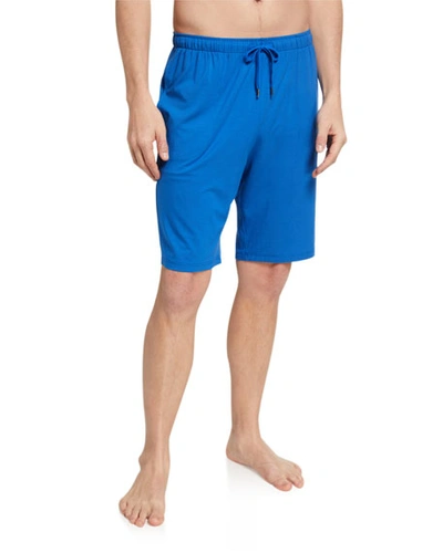 Derek Rose Men's Basel 8 Solid Jersey Lounge Shorts In Blue