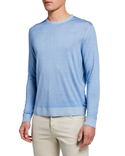 Kiton Slim-fit Cashmere And Silk-blend Jumper In Light Blue