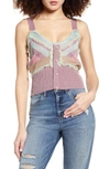 ENDLESS ROSE RUFFLE METALLIC KNIT TANK,CK780T