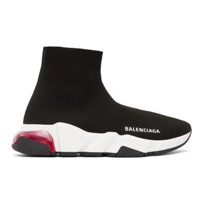 Balenciaga 黑色 And 粉色 Clear Sole Speed 高帮运动鞋 In Black