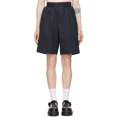 Comme Des Garcons Girl High-rise Gathered Crepe Shorts In Blue