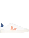 Veja Campo Lace-up Sneakers In White,orange,blue