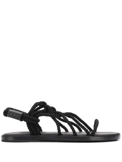 Ann Demeulemeester Cord Crisscross Strap Sandals In 099 Nero