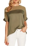 Vince Camuto Chiffon-yoke Charmeuse Blouse In Light Sage