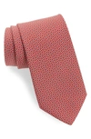 Ferragamo Lampo Gancini Pattern Silk Tie In Rosso