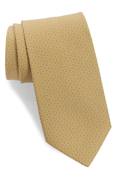 Ferragamo Lampo Gancini Pattern Silk Tie In Giallo