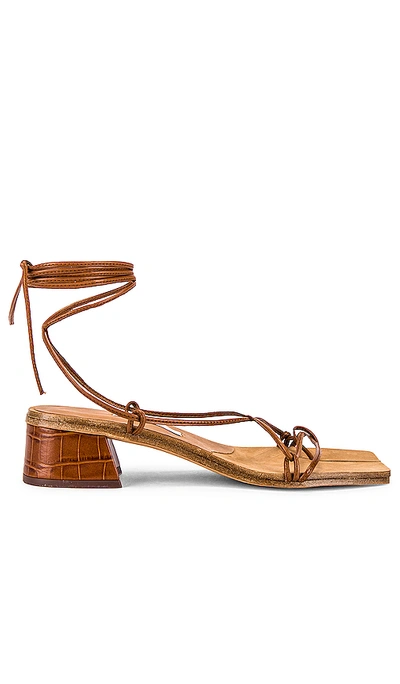 Miista Cimarron Croc-effect Leather Lace-up Sandals In Clay