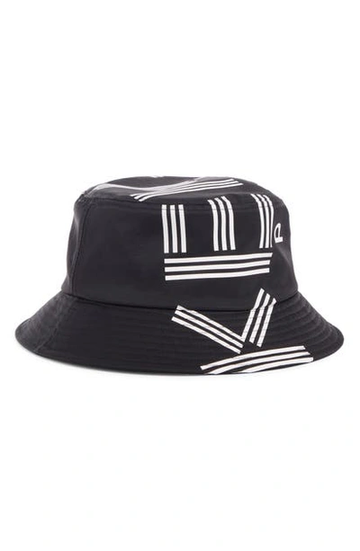 Kenzo Logo Printed Nylon Bucket Hat In Black