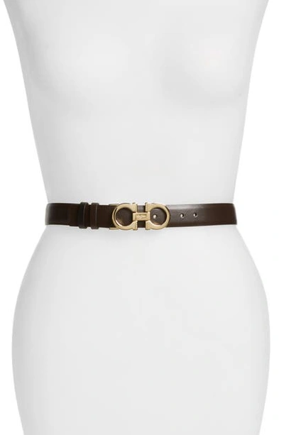 Ferragamo Ceylon Reversible Leather Belt In Candy/ Nero