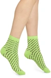 Balenciaga Logo Cotton Blend Ankle Socks In Grass Green/ Black