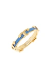 Tory Burch Kira Stackable Enamel Ring In Tory Gold / Pale Marina