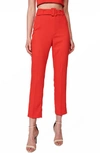 Bardot Therese Buckle Crop Pants In Fire Red