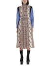 PRADA PRADA PATCHWORK PLEATED MIDI DRESS