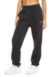 Nike Embroidered Cotton-blend Fleece Track Pants In Black/ White