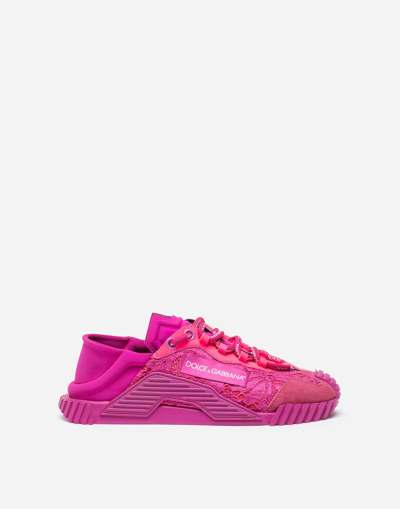 Dolce & Gabbana Ns1 Slip On Sneakers In Mixed Materials In Fuchsia