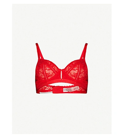 Stella Mccartney Lina Longing Floral-lace Underwired Soft-cup Bra In 612 Poppy