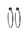 Armenta New World Diamond Enamel Hoop Earrings In Black