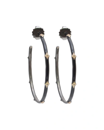 ARMENTA CUENTO HOOP EARRINGS, BLACK,PROD230620160