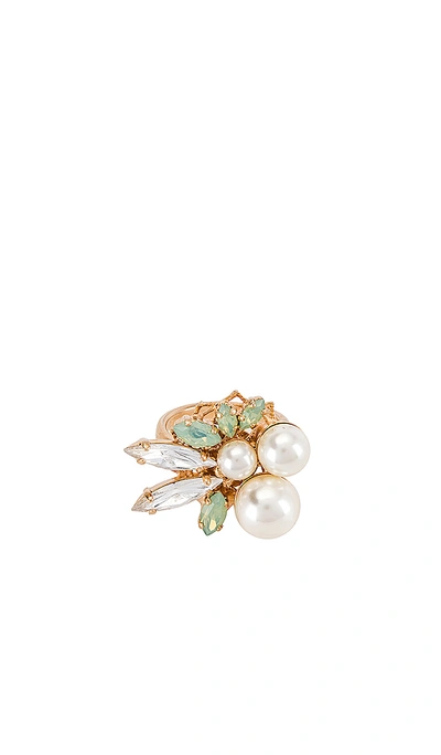 Anton Heunis Pearl & Crystal Ring In Light Green