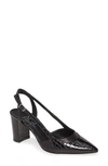 Agl Attilio Giusti Leombruni Slingback Pointed Toe Pump In Black Croc Combo