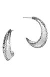 JOHN HARDY DOT HAMMERED SILVER J-HOOP EARRINGS,EB30072