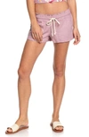 Roxy 'oceanside' Linen Blend Shorts In Mauve Shadows