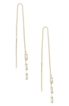 Ettika Crystal Baguette Threader Earrings In Grey