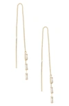 Ettika Crystal Baguette Threader Earrings In Gold