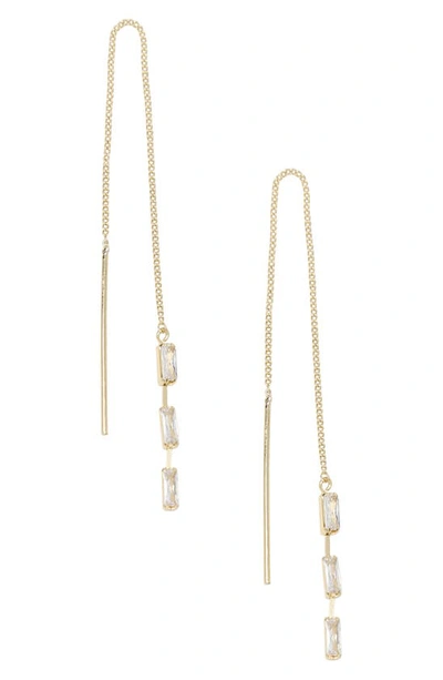 Ettika Crystal Baguette Threader Earrings In Grey