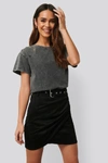 ANIKA TELLER X NA-KD FAUX SUEDE OVERLAP MINI SKIRT - BLACK