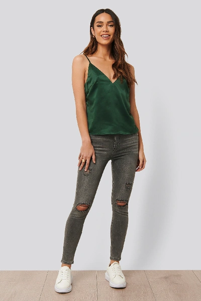 Anika Teller X Na-kd Slim Fit Destroyed Jeans - Grey
