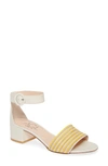 Agl Attilio Giusti Leombruni Ankle Strap Sandal In Off White/ Yellow Multi Bands