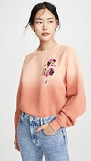 Isabel Marant Embroidered Logo Ombré Sweatshirt In Papaya