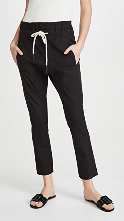 Bassike + Net Sustain Jersey-trimmed Cotton-poplin Slim-leg Track Trousers In Black