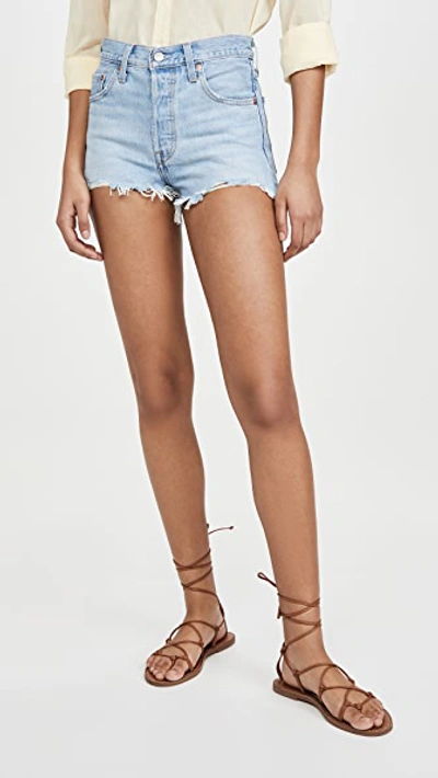 Levi's Super High Waist Shorts In Light Blue