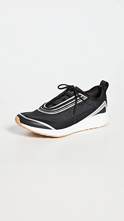 Adidas By Stella Mccartney Boston Metallic-trimmed Primeknit Sneakers In Black/silver