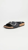 Birkenstock Madrid Big Buckle Slides In Black