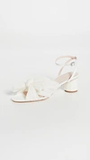 Loeffler Randall Dahlia Pleated Bow Heels With Ankle Strap In White