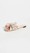 Loeffler Randall Daphne Knotted Bow Slide Sandals In Butter Multi Floral