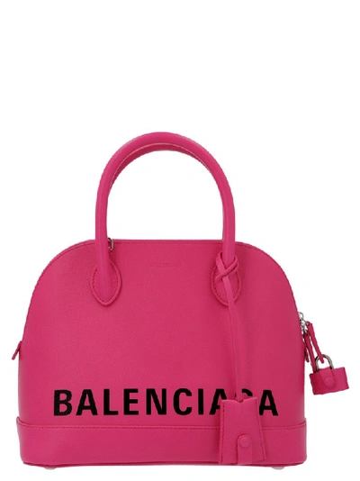 Balenciaga Ville Xs Leather Top Handle Logo Satchel Bag In Pink