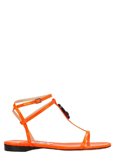 Jimmy Choo Alodie Logo平底凉鞋 In Orange