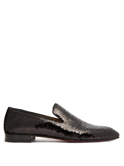 Christian Louboutin Dandelion Sequinned Loafers In Bk01 Black
