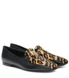 BURBERRY LEOPARD-PRINT CALF-HAIR LOAFERS,P00431780