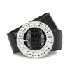 ALESSANDRA RICH EMBELLISHED CROC-EFFECT LEATHER BELT,P00444402